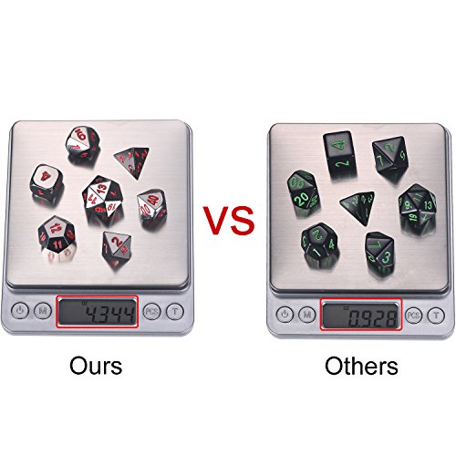 Juego de Dados 7-Die Poliédricos de Aleación de zinc Metal para Calabozos y Dragones RPG Dice Gaming Enseñanza de Matemáticas D&D, d20, d12, 2 Piezas d10 (00-90 y 0-9), d8, d6 y d4 (Negro y Rojo)