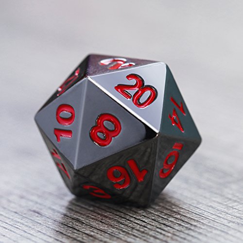 Juego de Dados 7-Die Poliédricos de Aleación de zinc Metal para Calabozos y Dragones RPG Dice Gaming Enseñanza de Matemáticas D&D, d20, d12, 2 Piezas d10 (00-90 y 0-9), d8, d6 y d4 (Negro y Rojo)