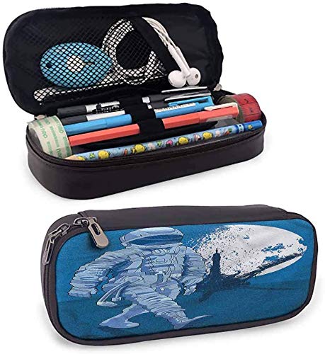 KLKLK estuche Astronaut Pencil Cases for Teen Girls Walking on The Moon Small Pencil Bag Double-Sided Printing