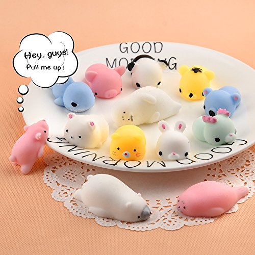 KUUQA 25 Unids Mochi Squishy Juguetes Kawaii Squishies Animales Panda Cat Paw Lindo Mini Apretón Squeeze Bolas de Estrés Relleno Juguetes Fiesta de Cumpleaños Regalos Regalos para Niños Adultos