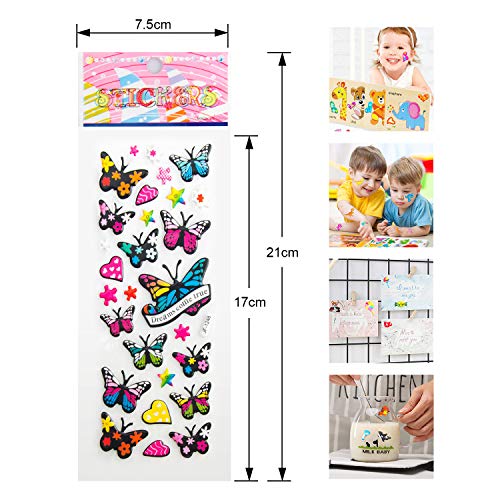 Leenou Pegatinas para Niños, 950+ 3D Puffy Sticker Variedad de Pegatinas para Regalos Gratificantes Scrapbooking Que Incluye Animales, Peces, Dinosaurios, Números, Frutas, Aviones y Más ( 36 Hojas )