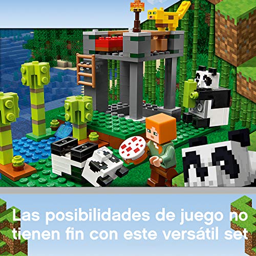 LEGO Minecraft - El Criadero de Pandas, Set de Construcción Inspirado en el Videojuego, Juguete para Recrear las Aventuras de los Personajes, Incluye Minifigura de Alex, Set a Partir de 7 Años (21158)