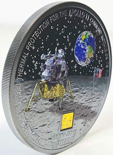 Moon Landing Aterrizaje Lunar Apollo 11 50 Aniversario 3 Oz Moneda Plata 20$ Cook Islands 2019