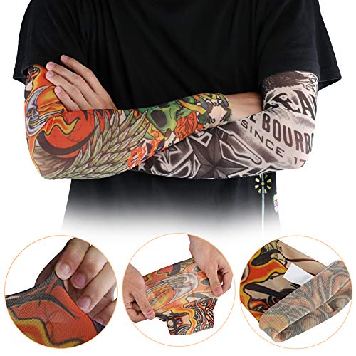 Naler 10 Mangas de Tatuajes Mangas Tatuajes Falsos Decorados Mangas Tatuajes Temporales para Brazo para Hombres y Mujeres para Fiesta de Disfraces