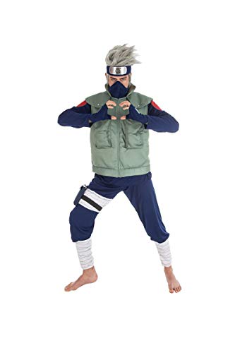 Naruto Disfraz Kakashi Hatake 8 Piezas Azul Verde - M