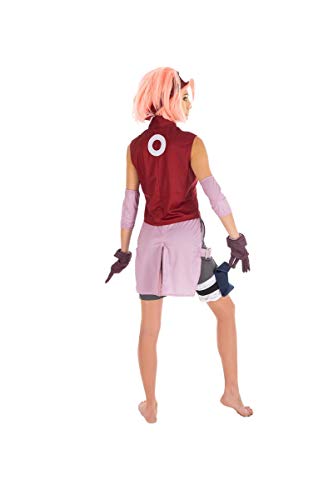 Naruto Disfraz Mujer Sakura Haruno 6 pzas Rosa Rojo - M