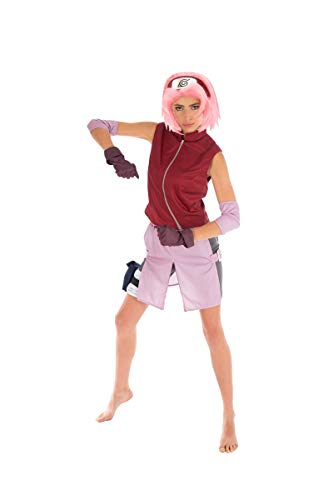 Naruto Disfraz Mujer Sakura Haruno 6 pzas Rosa Rojo - M