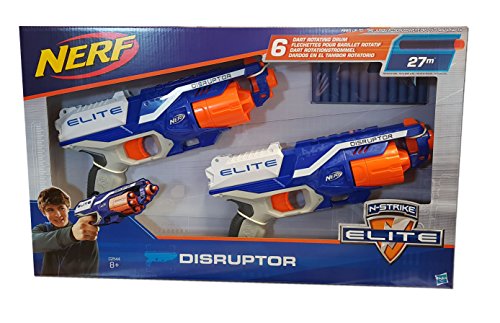 Nerf N-Strike Elite Disruptor, Pack de 2 Pistolas con Capacidad de 6 Dardos en el Tambor rotatorio