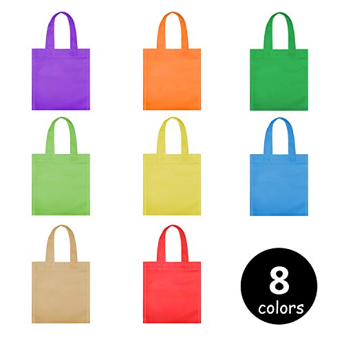 OOTSR 24 Piezas Bolsa de Tela Favor de Fiesta, 7.87 x 7.87 Pulgadas Bolsas no Tejidas con Asas para Regalos de cumpleaños para niños, bocadillos, Dulces, Juguetes, Manualidades, 8 Colores