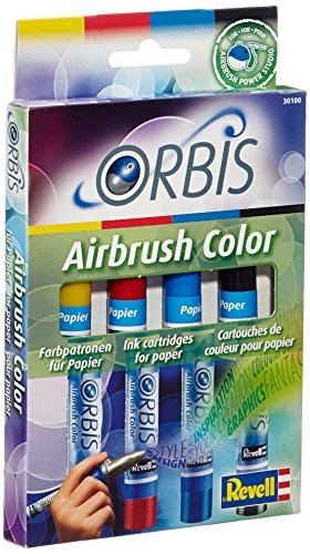 Orbis 30100 Set A - Set de recarga para aerógrafo (incluye 4 cartuchos de tinta), color amarillo, rojo, azul y negro [importado de Alemania]