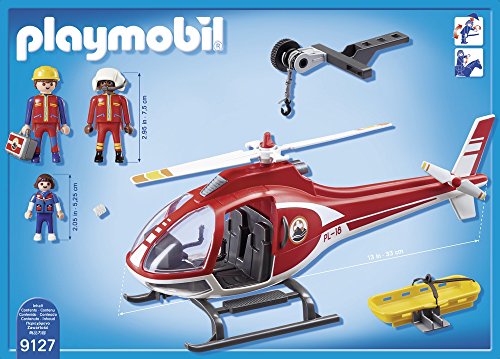 PLAYMOBIL- Bergretter-Helikopter Helicóptero de Rescate de Montaña, Multicolor, única (9127)