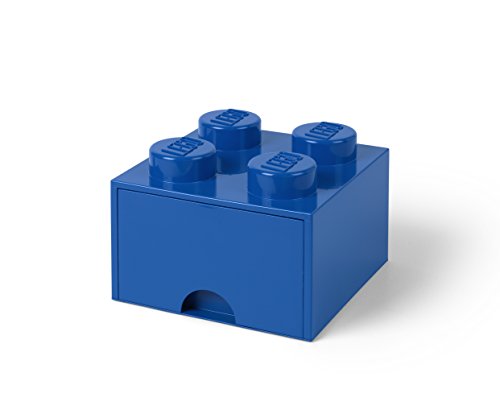 Room Copenhagen-Lego Ladrillo 4 pomos, 1 cajón, Caja de almacenaje apilable, 4,7 l, Color 023-bright Blue, 12,5 x 12,5 x 18 cm 40051731