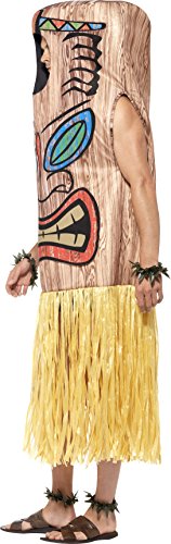 Smiffy's Smiffys-45539 Disfraz de tótem Tiki, con Tabardo, Falda incorporada, muñequeras y Tobi, Color marrón, Tamaño único 45539