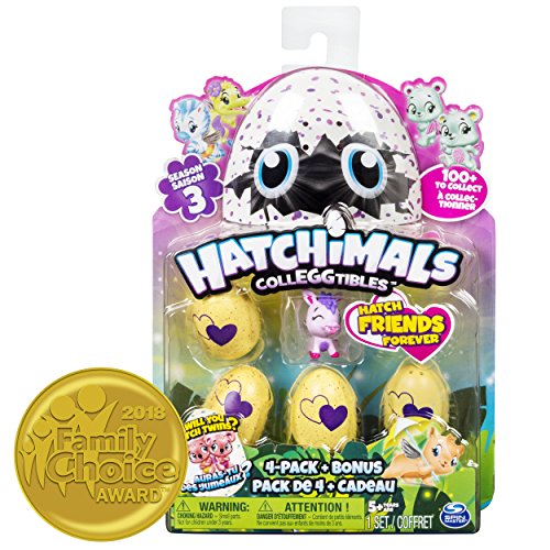 Spin Master- CollEGGtibles 4 Pack + Bonus-Season 3 Pack de 5 Hatchimals Série 3-Modèle Aléatoire, Multicolor (6041341) , color/modelo surtido