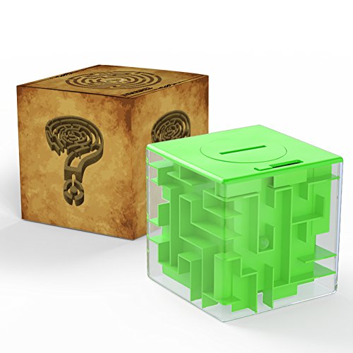 ThinkMax Money Maze, Put Cash Inside Puzzle Storage Box, Gran Regalo para niños y niños (Verde)