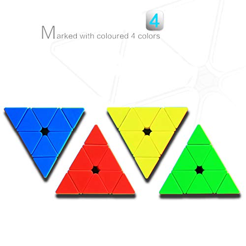 TOYESS Cubo de Pyraminx Stickerless 3x3x3, Piramide 3x3 Cubo de Velocidad Rompecabezas para Niño & Adultos