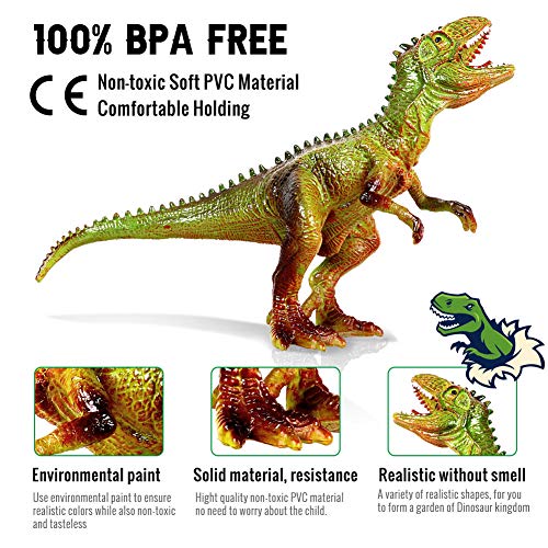 TTMOW Juego de Dinosaurios con 9 Figura de Dinosaurios, Tapete de Juego y 5 Arboles Juguetes Educativos para Niños