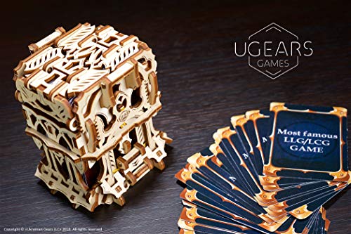 UGEARS Modelo Mecánico Puzzle 3D - Caja para Mazos Barajas de Cartas Tarjetas de Juego de Mesa - Deck Box Estuche Funda de Transporte de Madera para 120 Naipes - Maquetas para Construir Adultos