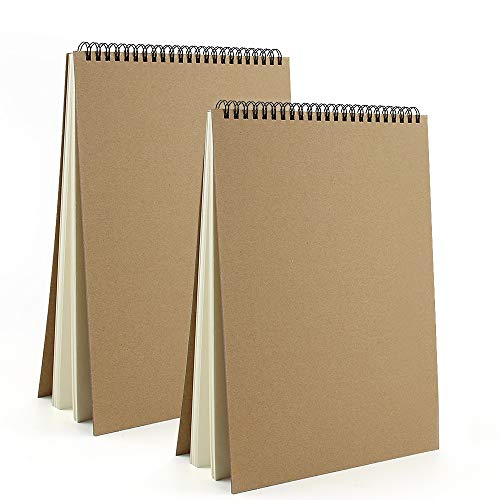 VEESUN Bloc de Dibujo A4, 2pcs Cuaderno de Dibujo Bonitos Sketchbook con Tapa Dura 30 Hojas, DIY Libros de Visitas para Escribir Dibujo Adecuado para Lápiz Acuarela Dibujo Escritura, 160 GSM