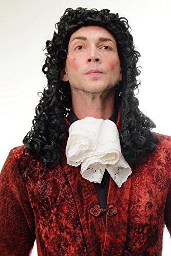 WIG ME UP ® - 91030-ZA103 Peluca Hombres Carnaval Barroco renacentist Noble príncipe, Rey Louis XIV rizos Negro Largo 45 cm