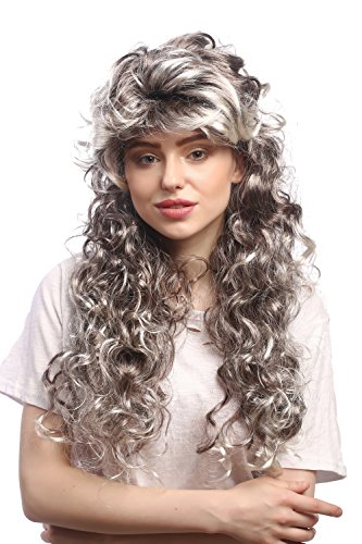 WIG ME UP ® - DH1562-P4TP613 Peluca Hombres Mujeres Carnaval Barroco Renacimiento Noble príncipe Rey marrón Gris Largos rizos 75 cm