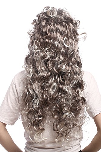 WIG ME UP ® - DH1562-P4TP613 Peluca Hombres Mujeres Carnaval Barroco Renacimiento Noble príncipe Rey marrón Gris Largos rizos 75 cm