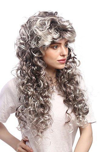 WIG ME UP ® - DH1562-P4TP613 Peluca Hombres Mujeres Carnaval Barroco Renacimiento Noble príncipe Rey marrón Gris Largos rizos 75 cm