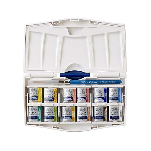 Winsor & Newton Cotman 1 caja de 12 x medio godets de acuarelas bolsillo