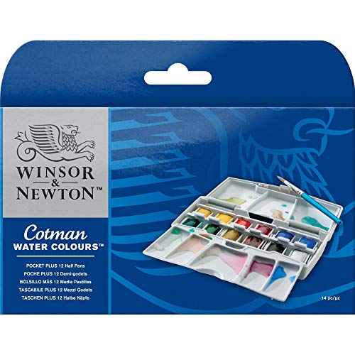 Winsor & Newton Cotman 1 caja de 12 x medio godets de acuarelas bolsillo