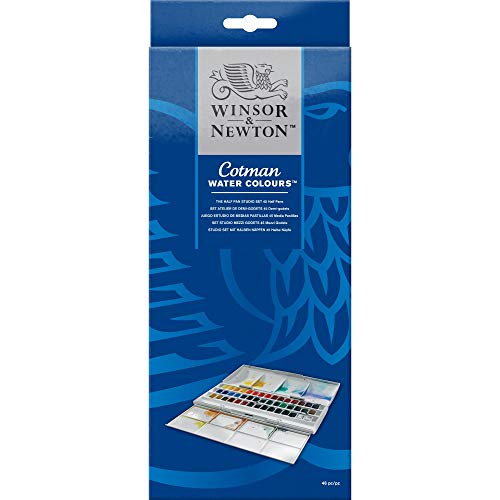 Winsor & Newton Cotman - Set studio de acuarela, 45 medio godets