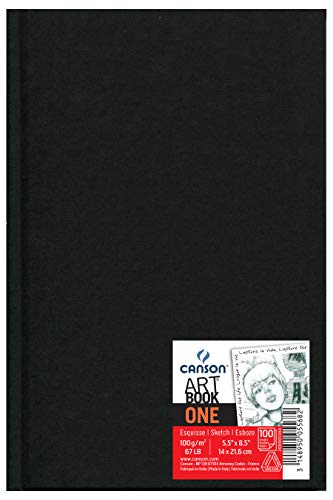 Canson Art Book One - Cuaderno de dibujo, 14 x 21.6 cm, 98 hojas, color negro, 1 unidad