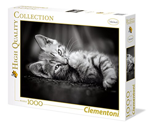 Clementoni-39422 Puzzle 1000 Piezas Kitty, Color Negro, Blanco (39422.7)