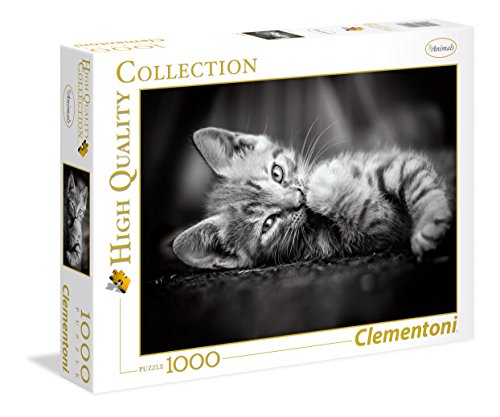 Clementoni-39422 Puzzle 1000 Piezas Kitty, Color Negro, Blanco (39422.7)