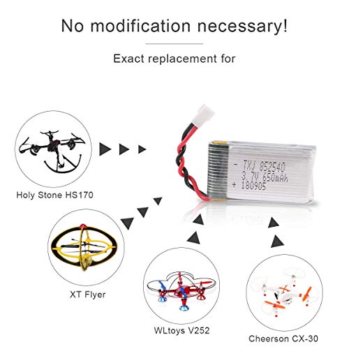 Crazepony-UK 2pcs 1s Lipo 3.7V 650mAh Bateria with USB Charger Lipo Battery for RC Syma X5 Serial UAV Drone