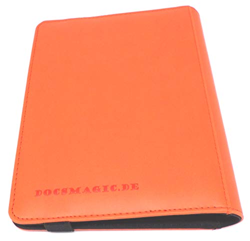 docsmagic.de Pro-Player Premium 4/8-Pocket Album Orange - 160 Card Binder - MTG - PKM - YGO - Álbum para Tarjetas