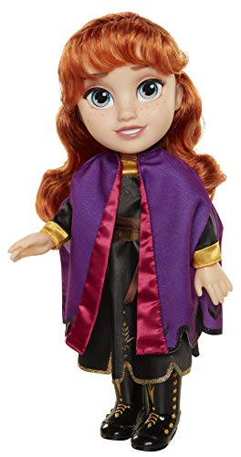 Glop Games- Princesa Disney Anna Frozen 2, con Vestido, Capa y Botas de Viaje II Muñeca Toddler 35cm, Color Replica de la película (202821)