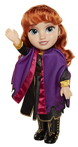 Glop Games- Princesa Disney Anna Frozen 2, con Vestido, Capa y Botas de Viaje II Muñeca Toddler 35cm, Color Replica de la película (202821)