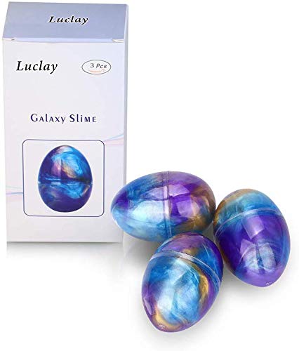 Luclay Galaxy Fluffy Slime Slime con 3 Contenedores en Forma de Huevos y Remolino de Stress Relief DIY Juguetes para niños Adultos