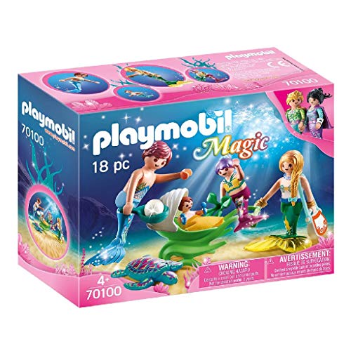 PLAYMOBIL- Magic Familia con Cochecito, Color carbón (70100)