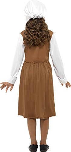 Smiffy's-44015M Miffy Disfraz de niña Tudor, con Vestido, Gorro y Delantal Falso, Color marrón, M-Edad 7-9 años (44015M)