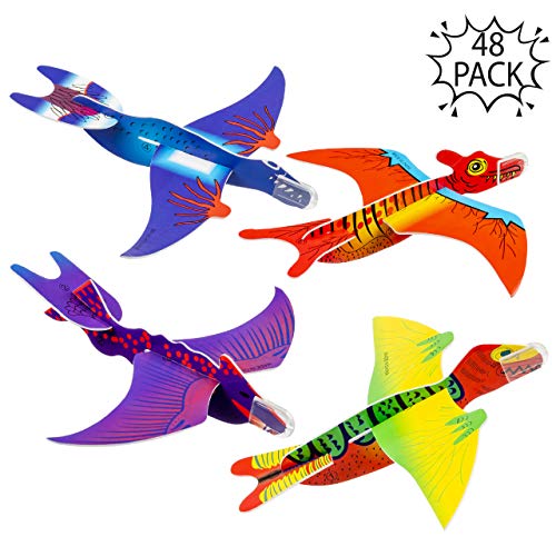 THE TWIDDLERS 48 Avion Planeadores De Dinosaurios, Aviones De Juguete, Articulos Fiesta, Premios Rellenos De Cumpleanos, Juguetes De Interior Ideales para Niños, para Horas De Juego Y Entretenimiento