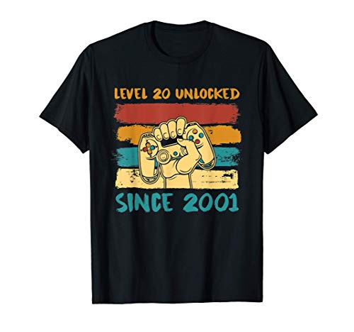 20 Cumpleaños Level 20 Unlocked Año 2001 Gamer Camiseta