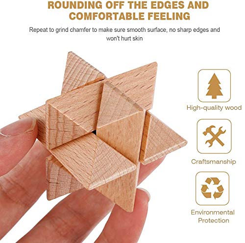 3D Cubo Puzzles de Madera,Rompecabezas Madera,Juguete Madera difícil,Juego Rompecabezas Madera,Juegos lógica Adultos,Juego Pensamiento lógico,Juguetes Madera IQ,Cubo de Rompecabezas (6)