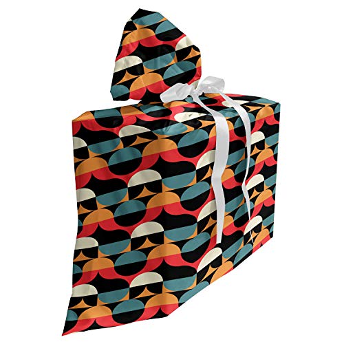 ABAKUHAUS retro Bolsa de Regalo para Baby Shower, Ilusión óptica Círculos del arte, Tela Estampada con 3 Moños Reutilizable, 70 cm x 80 cm, Multicolor