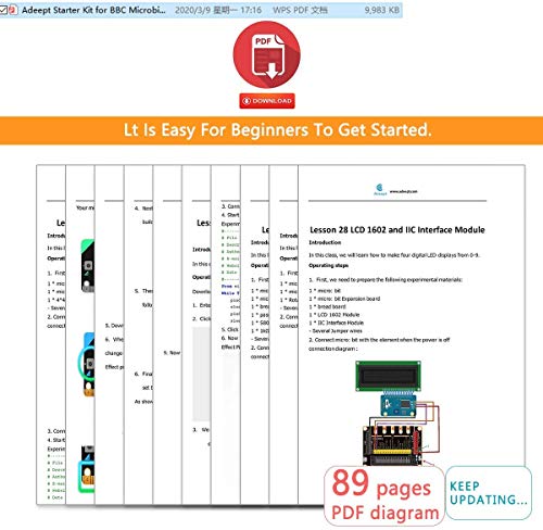 Adeept BBC Micro: Bit Starter Kit | Kit electrónico de micropuntas para Micro: Bit con 31 Projects Tutorial Book