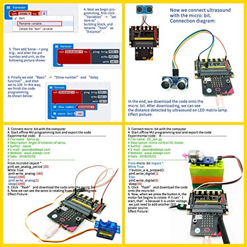 Adeept BBC Micro: Bit Starter Kit | Kit electrónico de micropuntas para Micro: Bit con 31 Projects Tutorial Book