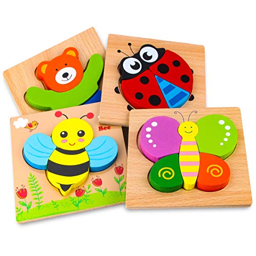 Afufu Juguetes Bebes, Puzzles de Madera Educativos para Bebé, Juguetes niños 1 año 2 3 4 5 6 años, Dibujo de Animal Colorido con Placa, Regalo de cumpleaños, Navidad