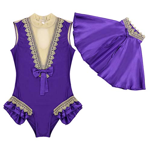 Agoky Disfraz de Gran Showman Crico Zendaya para Mujer Cosplay Traje de Actuación Teatro Musical Vintage Body Capa Bruja para Fiesta Halloween Morado Small