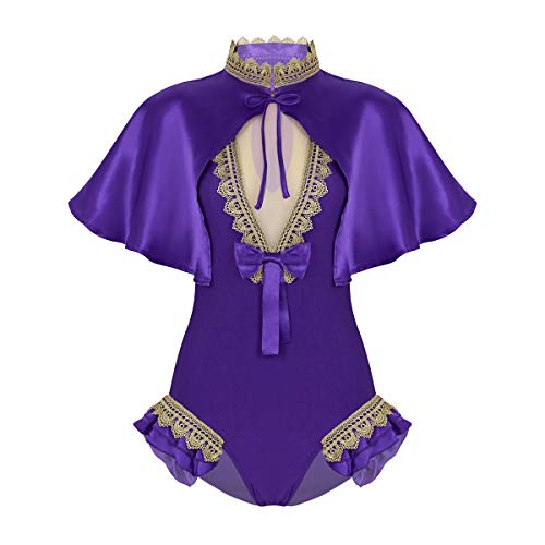 Agoky Disfraz de Gran Showman Crico Zendaya para Mujer Cosplay Traje de Actuación Teatro Musical Vintage Body Capa Bruja para Fiesta Halloween Morado Small