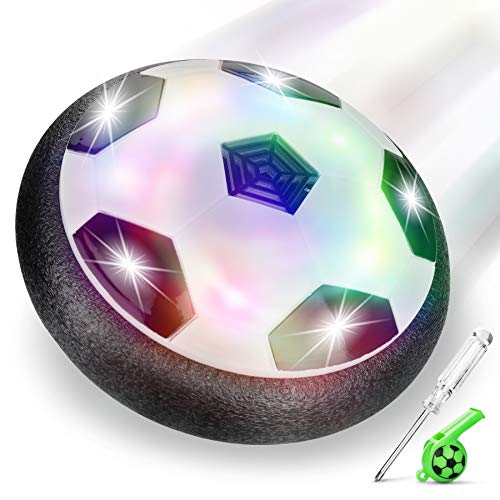 Air Hover Ball Soccer LENBEST, Juguete Balón de Fútbol, Juguetes Aire Fútbol con LED Luces Regalo para Niños y Mascotas (Bonus Mini destornillador y silbato)